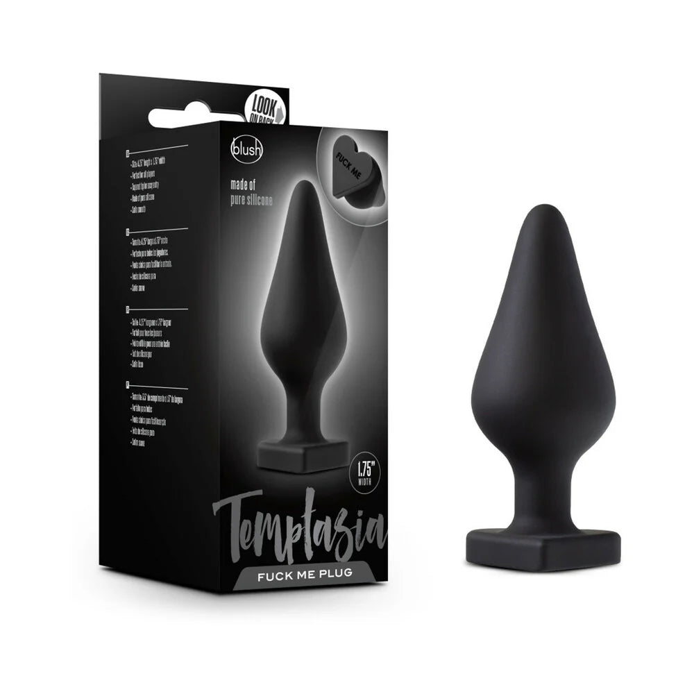 Temptasia 'Fuck Me' Heart Silicone Anal Plug – Black