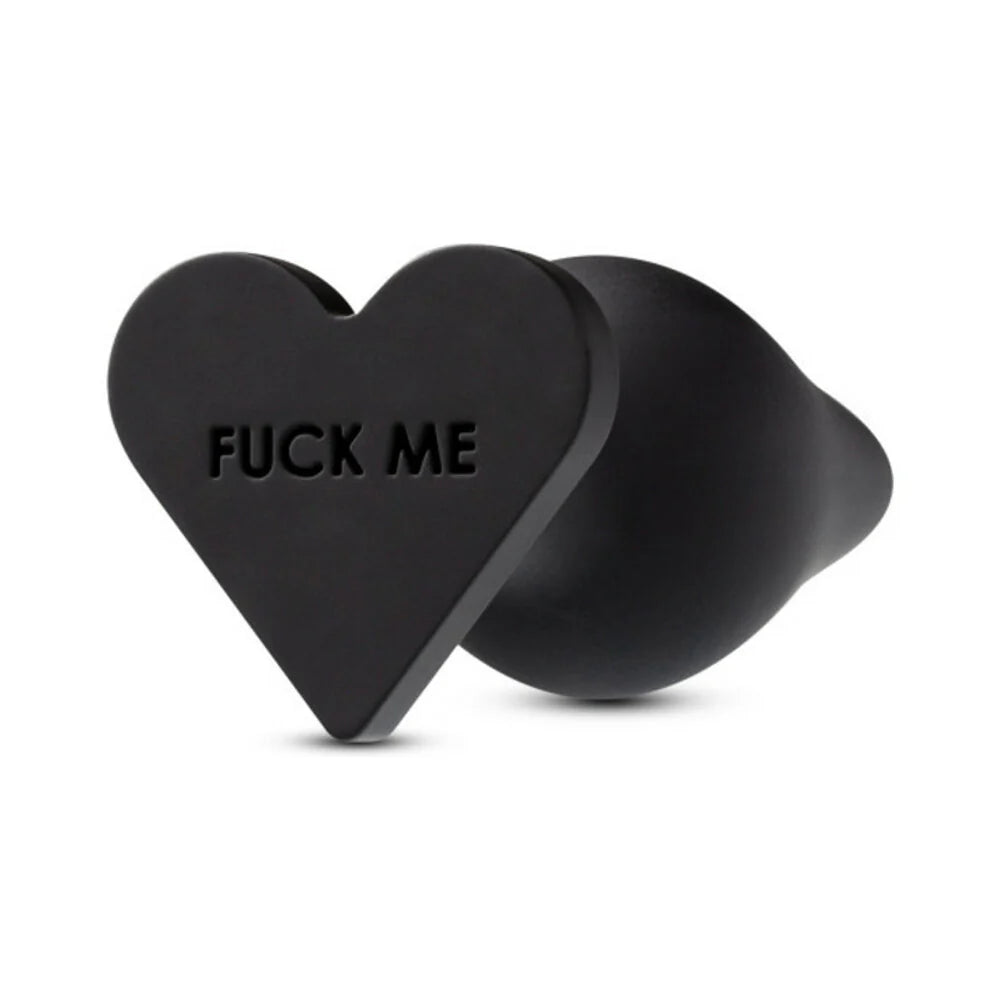 Temptasia 'Fuck Me' Heart Silicone Anal Plug – Black