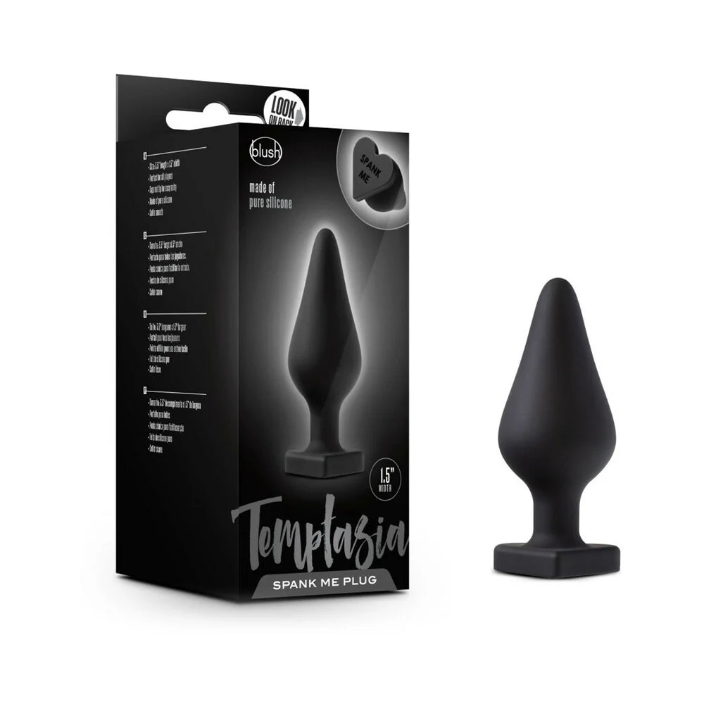 Temptasia 'Spank Me' Heart Silicone Anal Plug – Black 1.5"