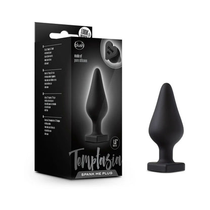 Temptasia 'Spank Me' Heart Silicone Anal Plug – Black 1.5"