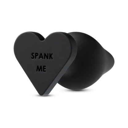 Temptasia 'Spank Me' Heart Silicone Anal Plug – Black 1.5"